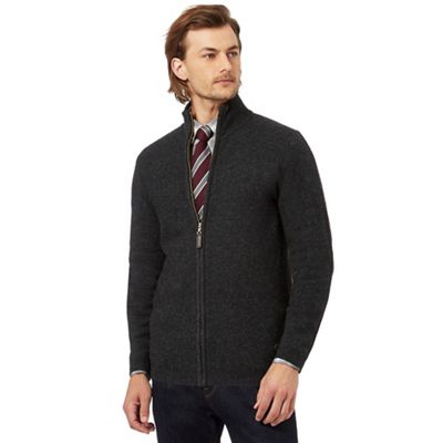 Hammond & Co. by Patrick Grant Dark grey textured zip through sweater